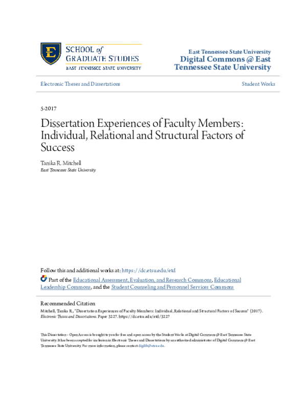 (PDF) Dissertation Experiences of Faculty Members: Individual ...