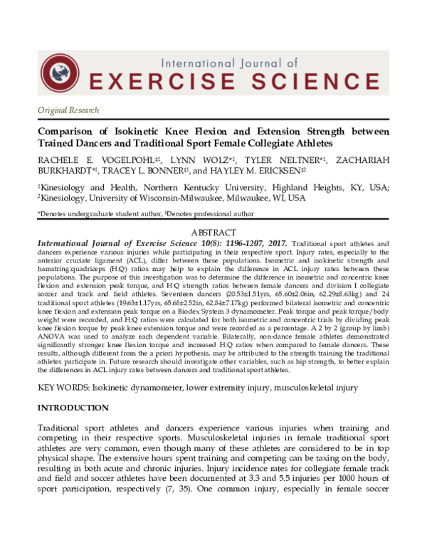 (PDF) Comparison of Knee Flexion and Extension Strength