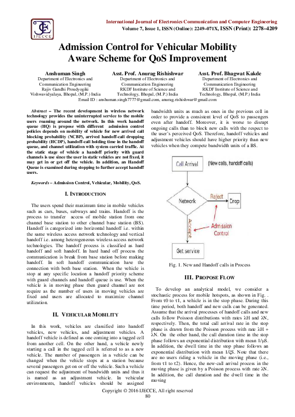 (PDF) Admission Control for Vehicular Mobility Aware Scheme for QoS ...