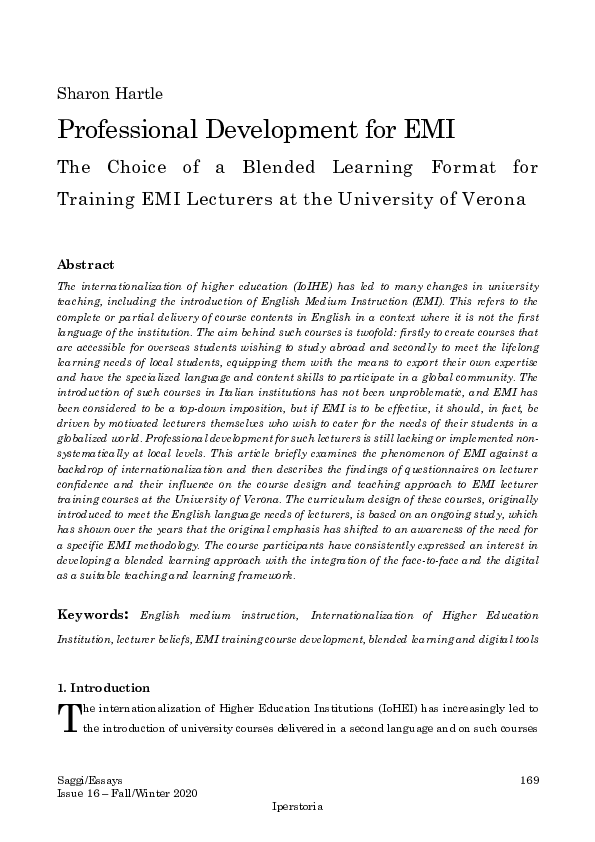 (PDF) Professional Development for EMI: The Choice of a Blended ...