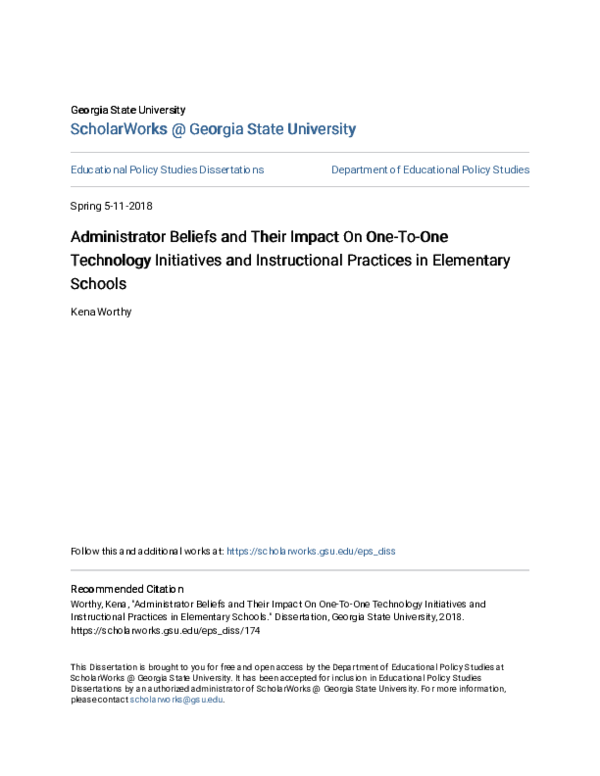 (PDF) Administrator Beliefs and Their Impact On One-To-One Technology ...