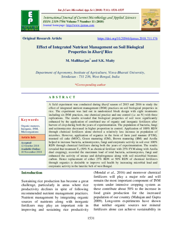 (PDF) Effect of Integrated Nutrient Management on Soil Properties ...