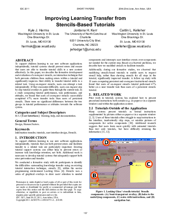 (PDF) Improving learning transfer from stencils-based tutorials