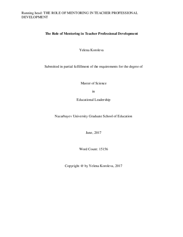 (PDF) The Role of Mentoring in Teacher Professional Development