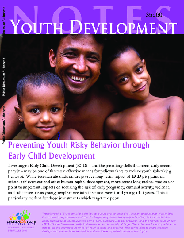 (PDF) Preventing youth risky behavior through early child development