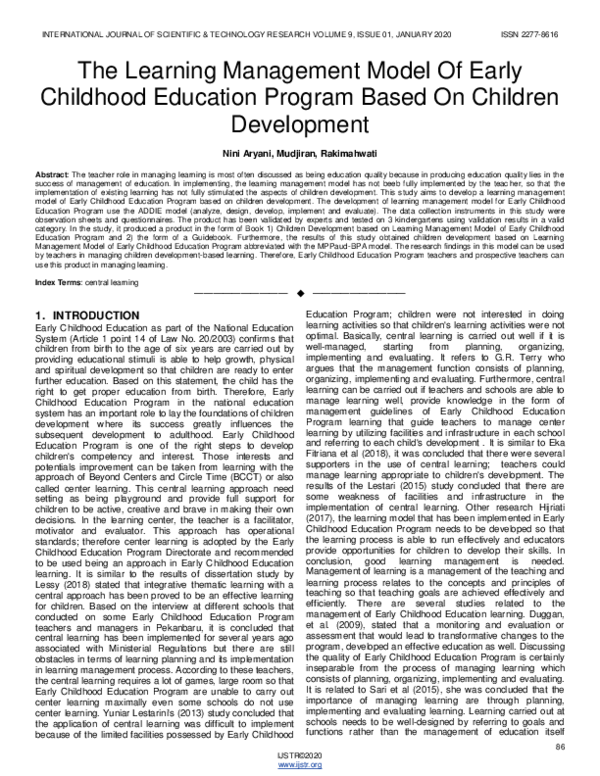 (PDF) The Learning Management Model Of Early Childhood Education ...