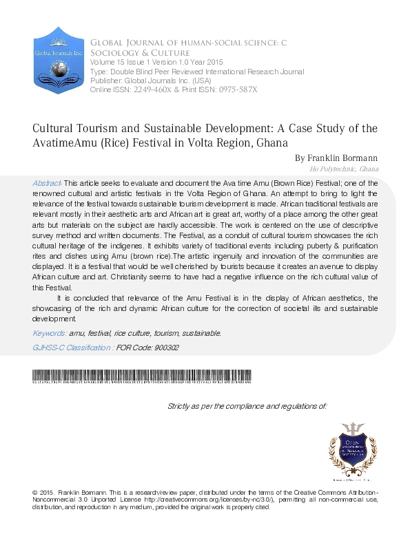 (PDF) Cultural Tourism and Sustainable Development: A Case Study of the ...