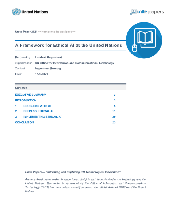 (PDF) A Framework for Ethical AI at the United Nations