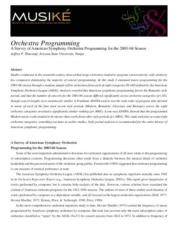 (PDF) Orchestra Programming A Survey of American Symphony Orchestra ...