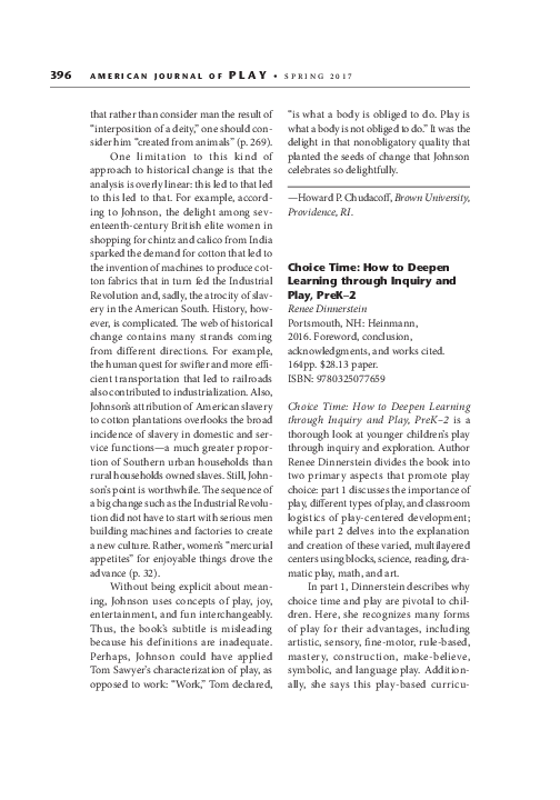 (PDF) Choice Time: How to Deepen Learning Through Inquiry and Play, Prek-2