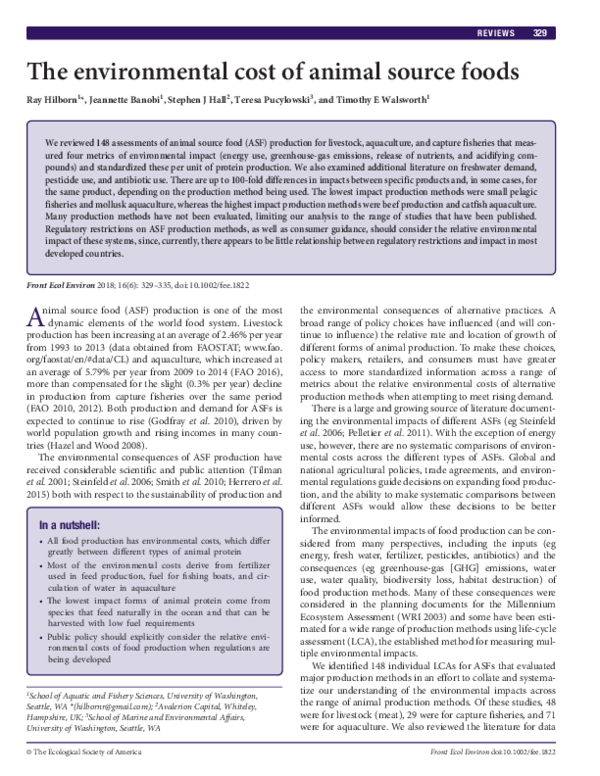 (PDF) The environmental cost of animal source foods