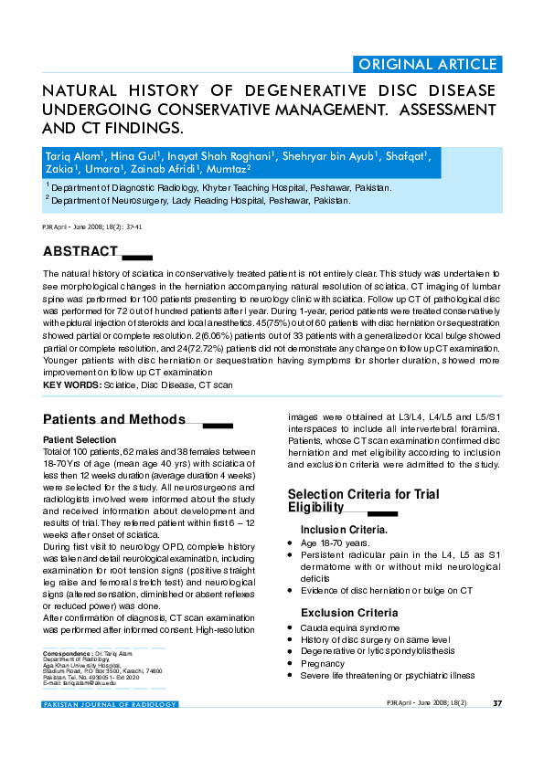 (PDF) Natural history of degenerative disc disease undergoing ...