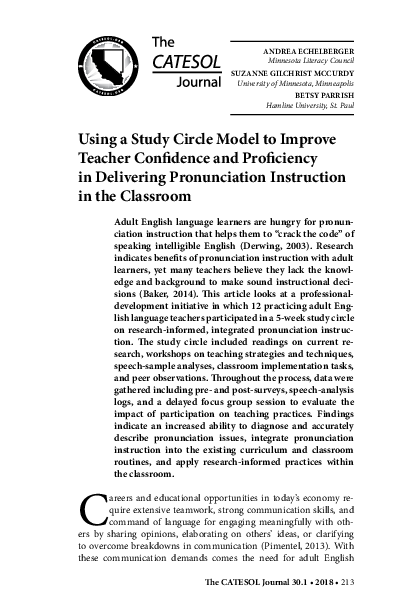 (PDF) Using a Study Circle Model to Improve Teacher Confidence and ...
