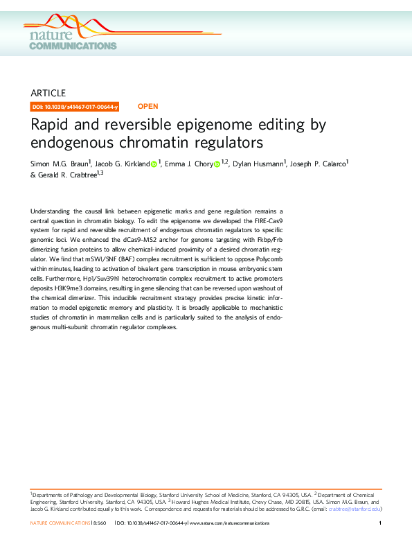 (PDF) Rapid and reversible epigenome editing by endogenous chromatin ...