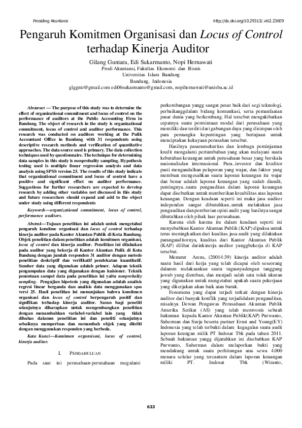 (PDF) Pengaruh Komitmen Organisasi dan Locus of Control terhadap ...