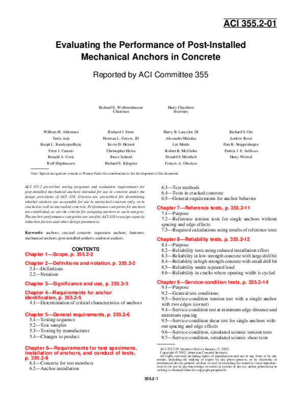 (PDF) Evaluating the Performance of PostInstalled Mechanical Anchors