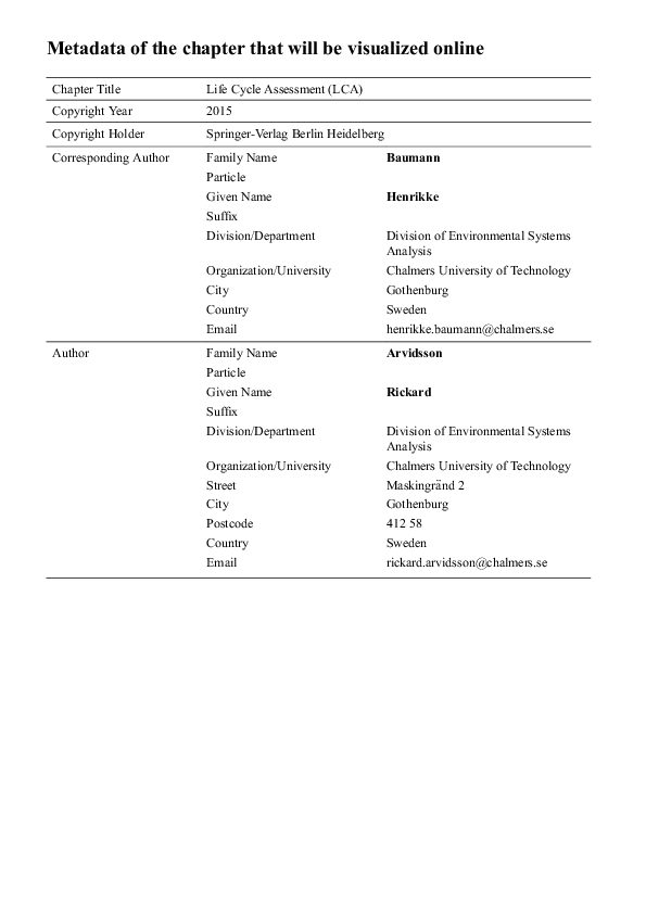 (PDF) Life Cycle Assessment (LCA)