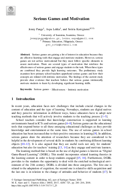 (PDF) Serious Games and Motivation