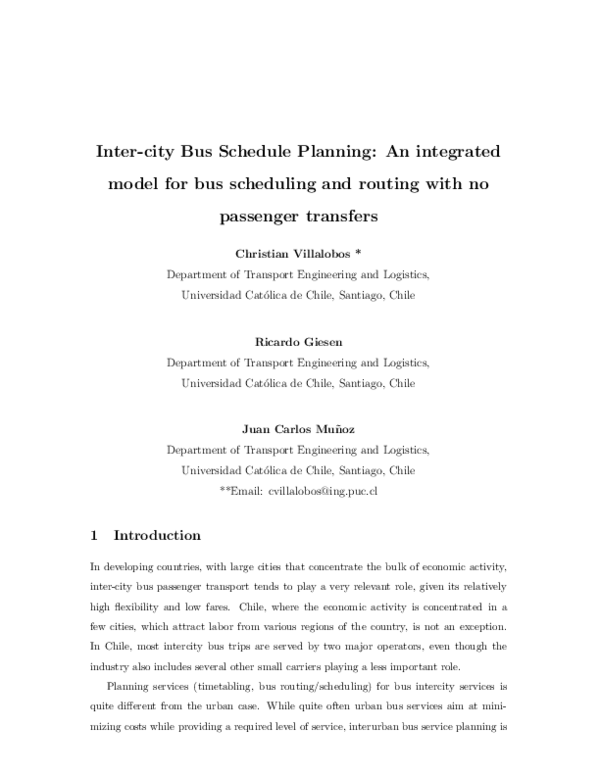 (PDF) Inter-city Bus Schedule Planning : An integrated model for bus ...