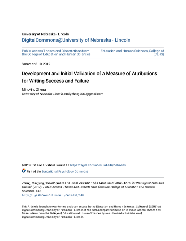 (PDF) Development and Initial Validation of a Measure of Attributions ...
