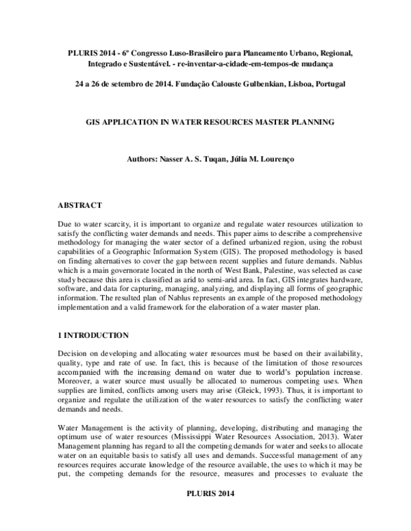 (PDF) GIS application in water resources master planning