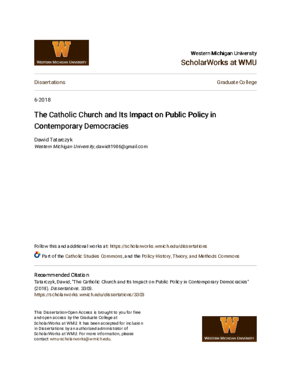 (PDF) The Catholic Church and Its Impact on Public Policy in ...