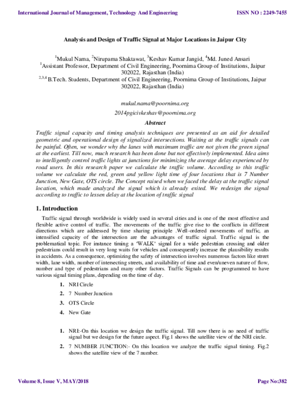 (PDF) Analysis and Design of Traffic Signal at Major Locations in ...
