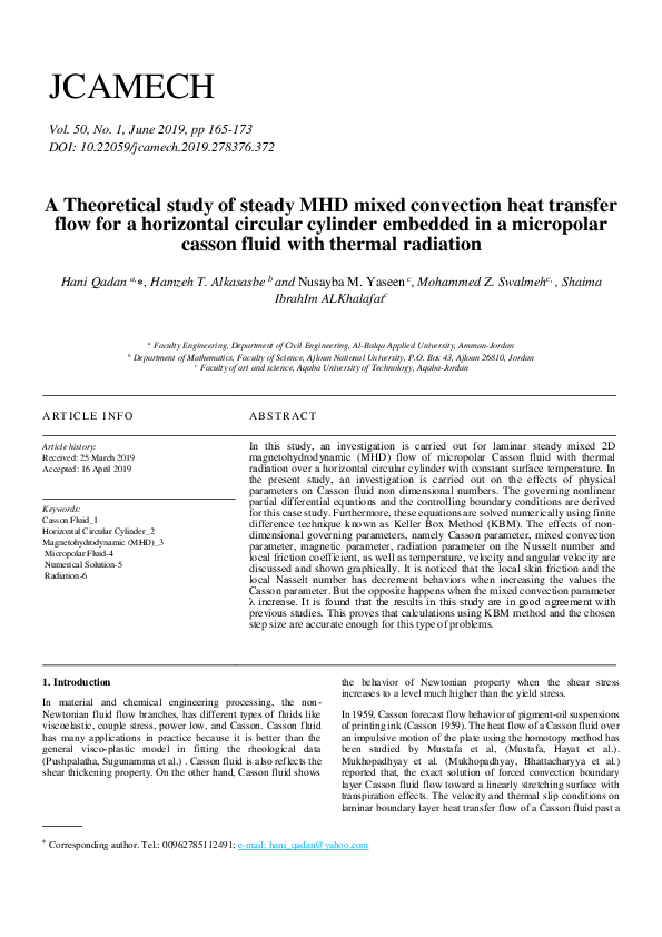 (PDF) A Theoretical Study of Steady MHD mixed convection heat transfer ...