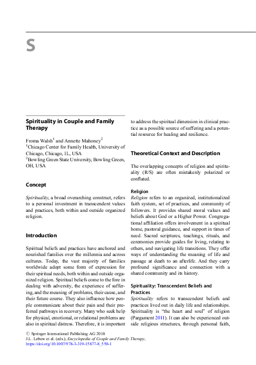 (PDF) Spirituality in Couple and Family Therapy