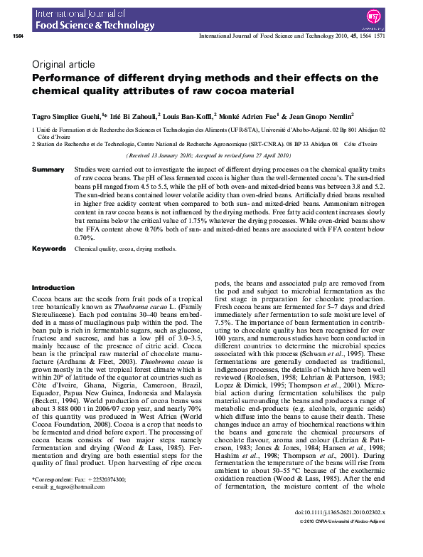 (PDF) Performance of different drying methods and their effects on the ...