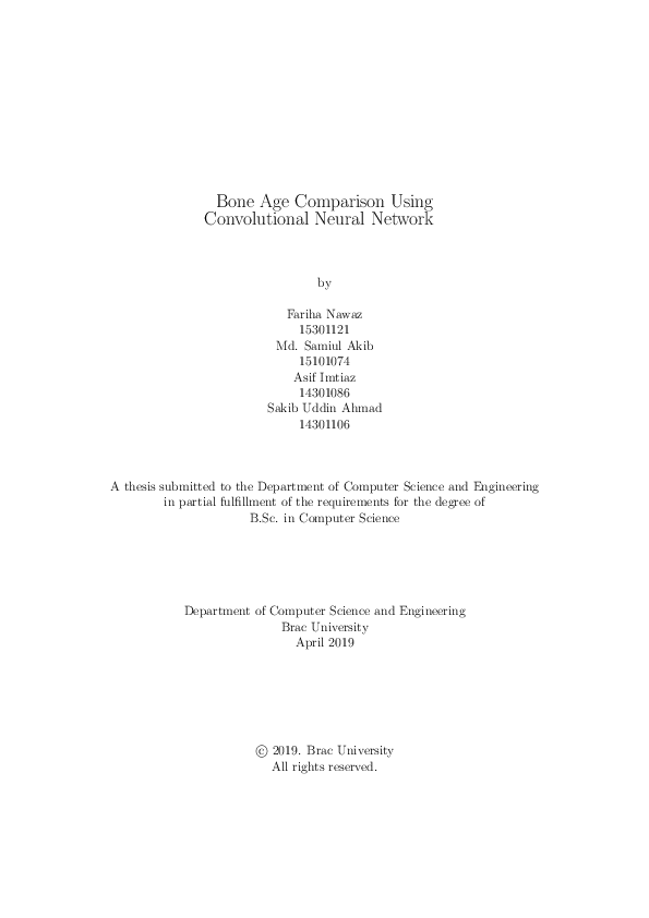 (PDF) Bone age comparison using convolutional neural network