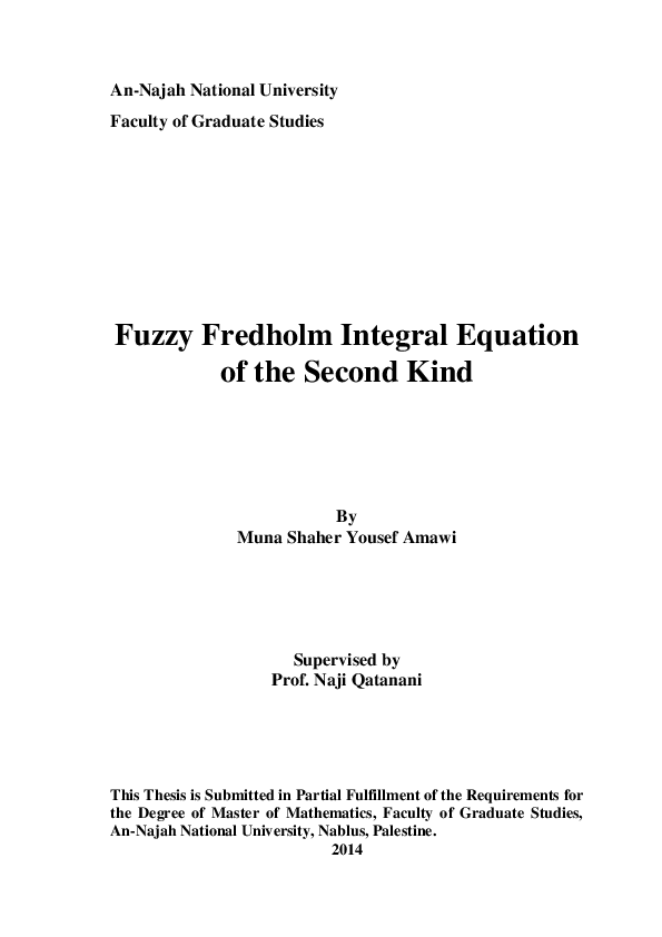 (PDF) Fuzzy Fredholm Integral Equation of the Second Kind