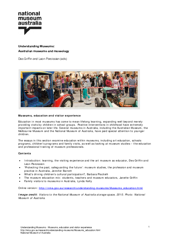 (PDF) Understanding Museums - Museums, education and visitor experience