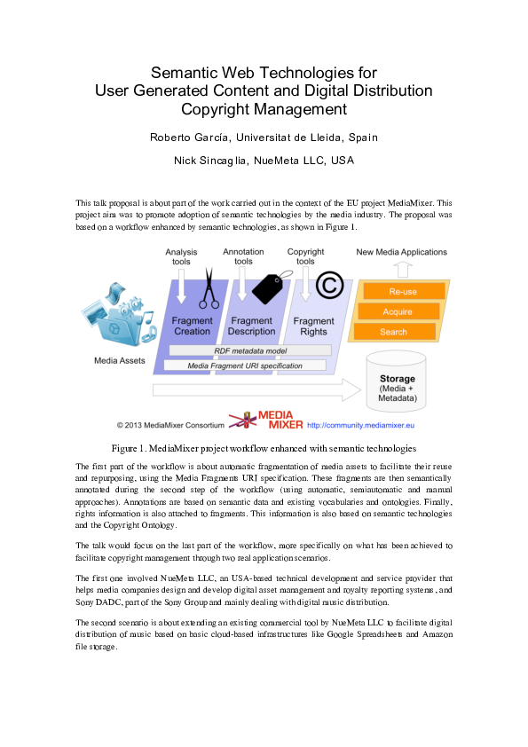 (PDF) Semantic Web Technologies for User Generated Content and Digital ...