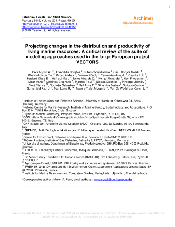 (PDF) Projecting changes in the distribution and productivity of living ...