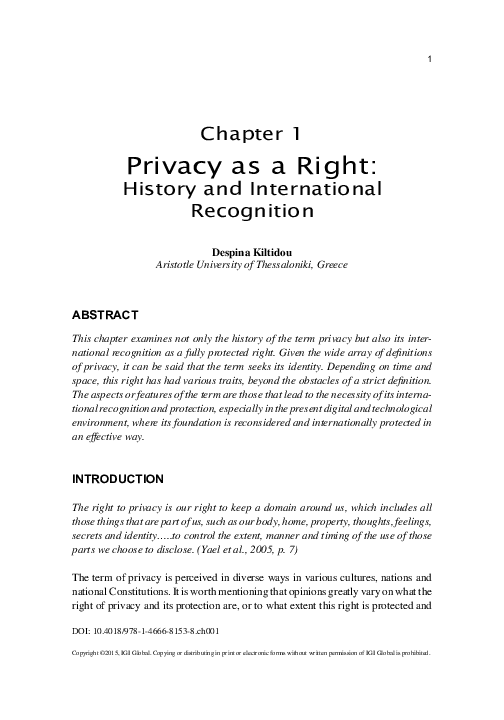 (PDF) Privacy as a Right