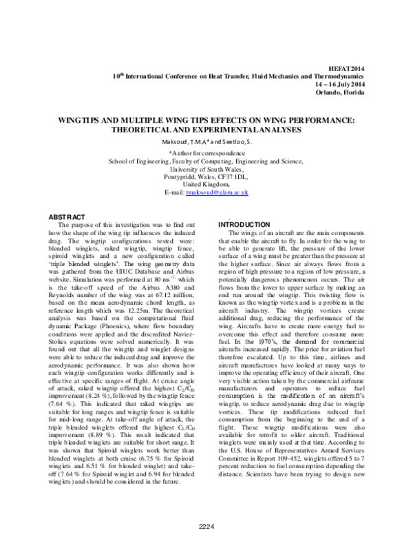 (PDF) Wingtips and multiple wing tips effects on wing performance ...
