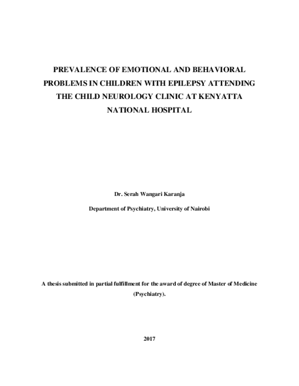 (PDF) Prevalence of emotional and behavioral problems in children with ...
