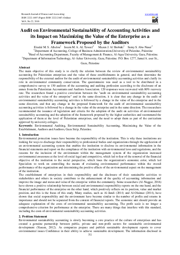 (PDF) Audit on Environmental Sustainability of Accounting Activities ...