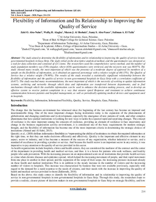 (PDF) Flexibility of Information and Its Relationship to Improving the ...
