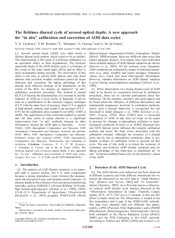 (PDF) The fictitious diurnal cycle of aerosol optical depth: A new ...