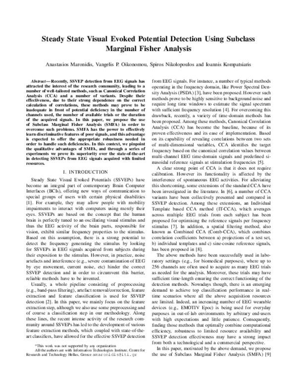 (PDF) Steady state visual evoked potential detection using Subclass ...