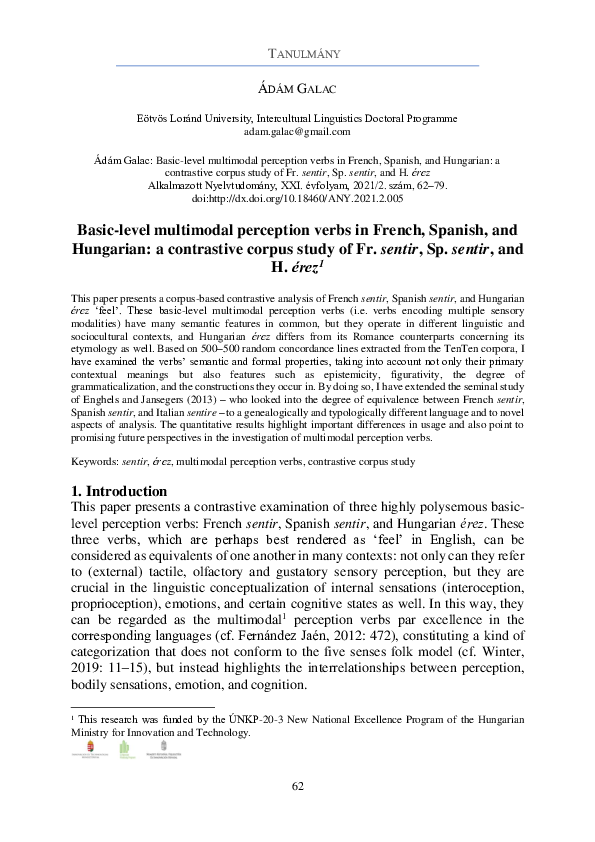 (PDF) Basic-level multimodal perception verbs in French, Spanish, and ...