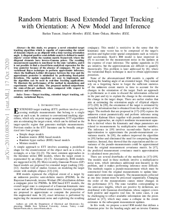 (PDF) Random Matrix Based Extended Target Tracking With Orientation: A ...