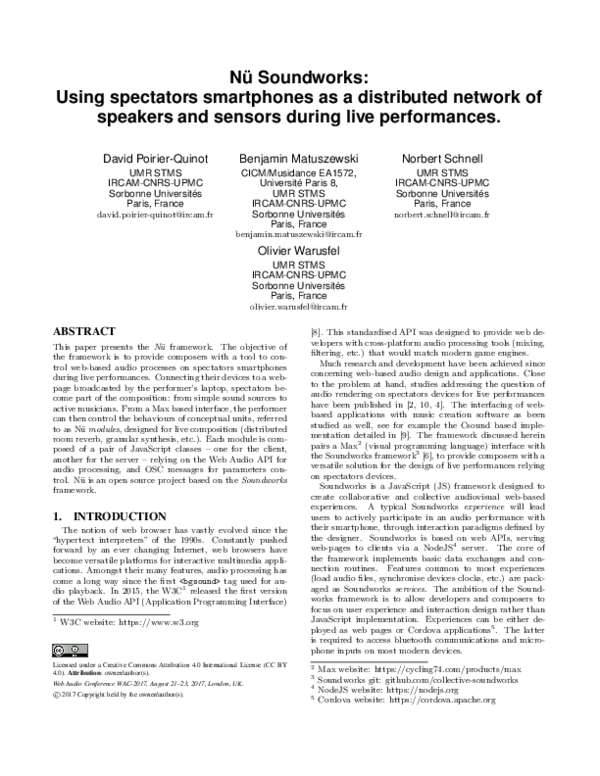 PDF) Nü Soundworks: Using spectators smartphones as a distributed 