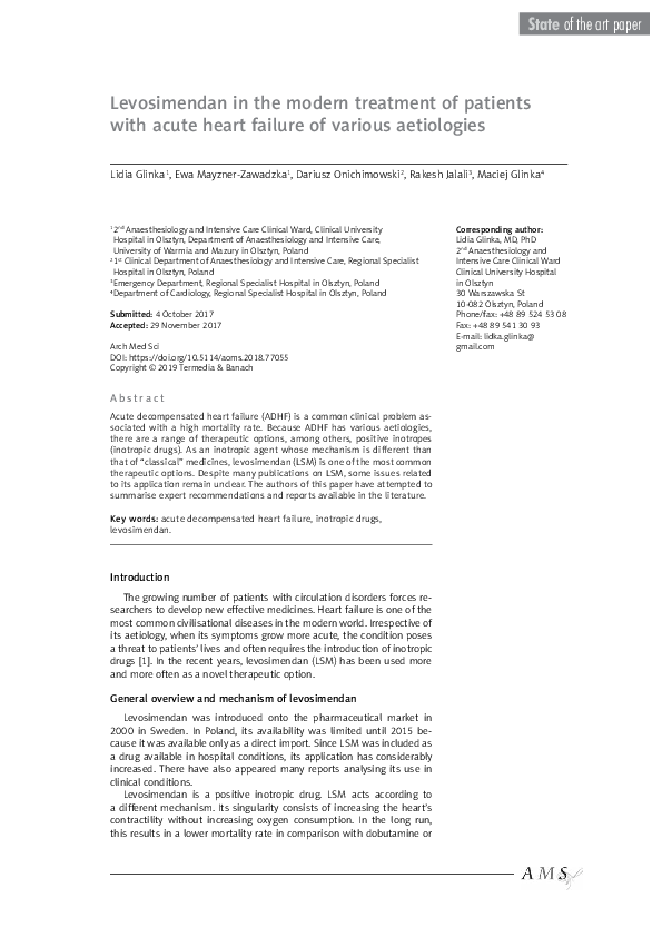 (PDF) Levosimendan in the modern treatment of patients with acute heart ...