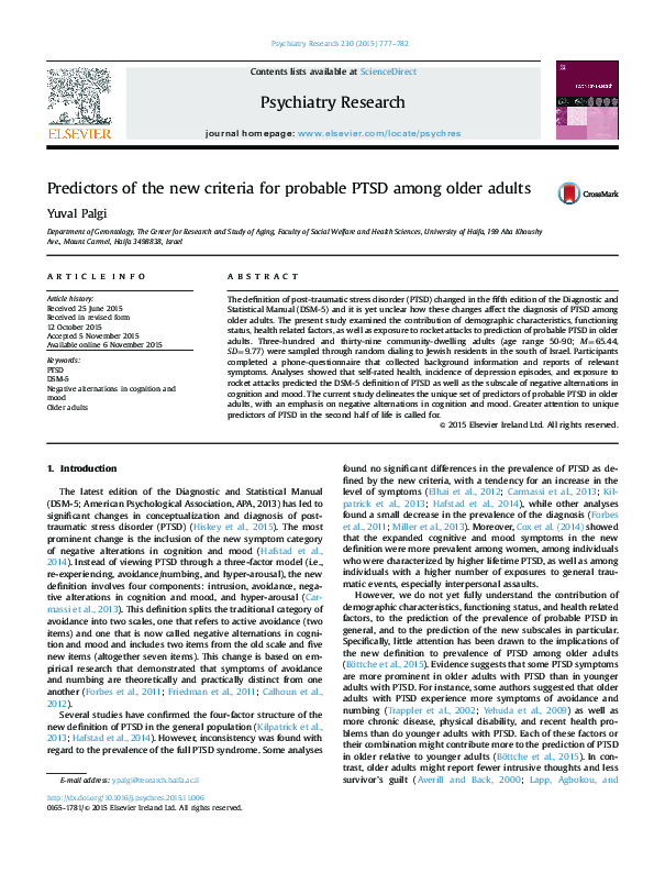 (PDF) Predictors of the new criteria for probable PTSD among older adults