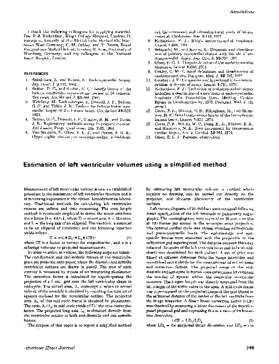 (PDF) Estimation of left ventricular volumes using a simplified method