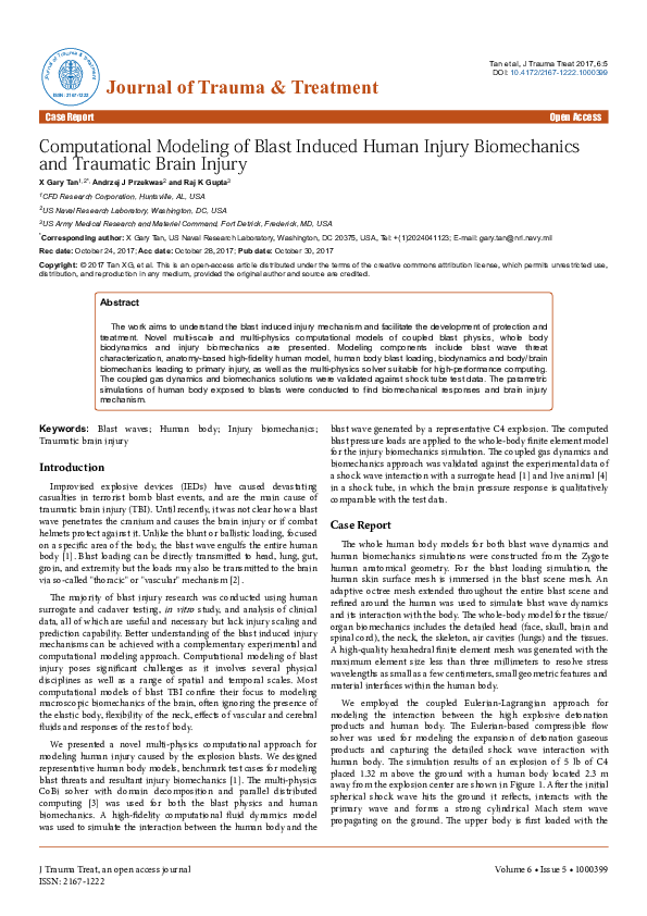 (PDF) Computational Modeling of Blast Induced Human Injury Biomechanics ...