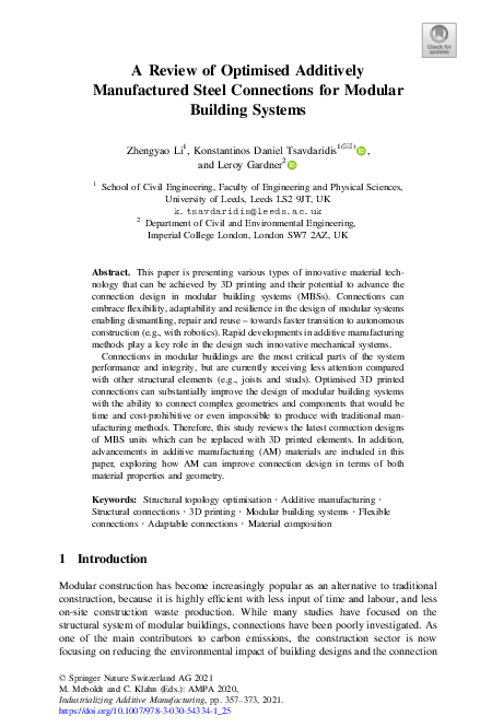 (PDF) A Review of Optimised Additively Manufactured Steel Connections ...